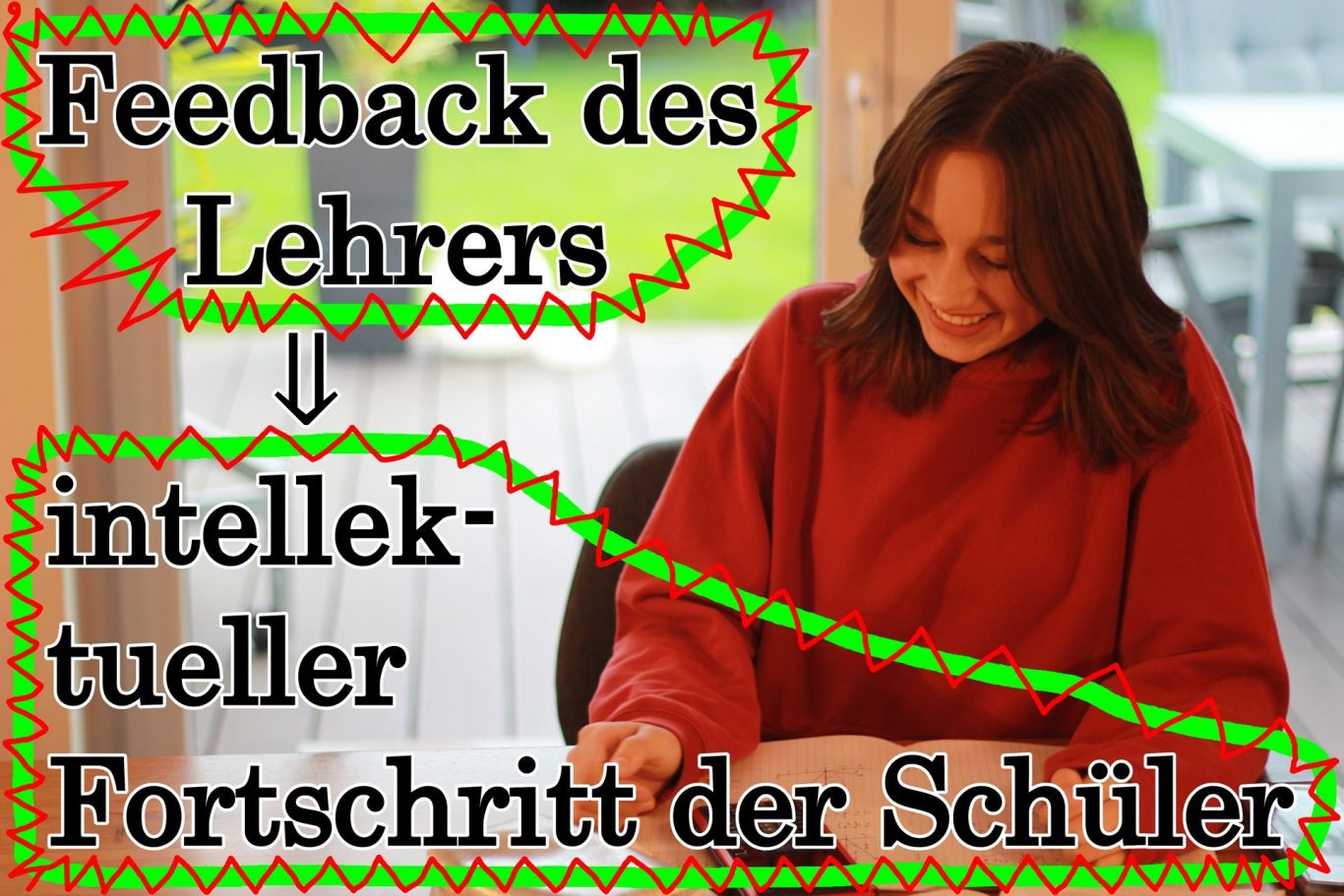 Bildung, Schule, Gymnasium, Schulbildung, Volker Klugmann, Anna Giuliana, Mathematik Nachhilfeunterricht, Mathe Nachhilfe, Mathenachhilfe, Nachhilfelehrer, Privatunterricht, Feedback des Lehrers bewirkt intellektuellen Fortschritt der Schüler.